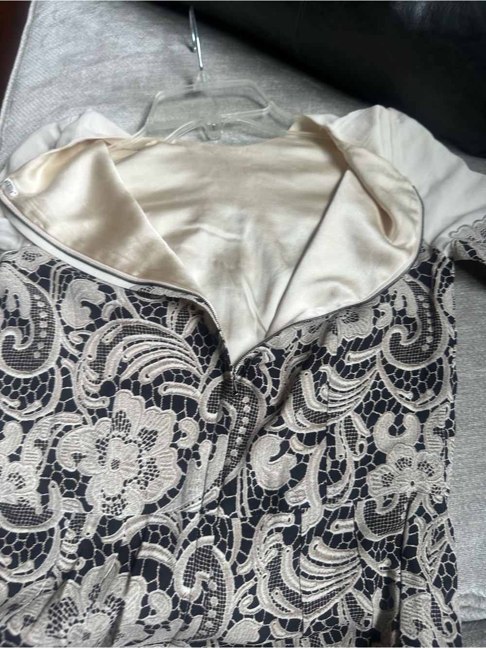 Dolce & Gabbana Black and Cream Lace-Overlay Silk Dress